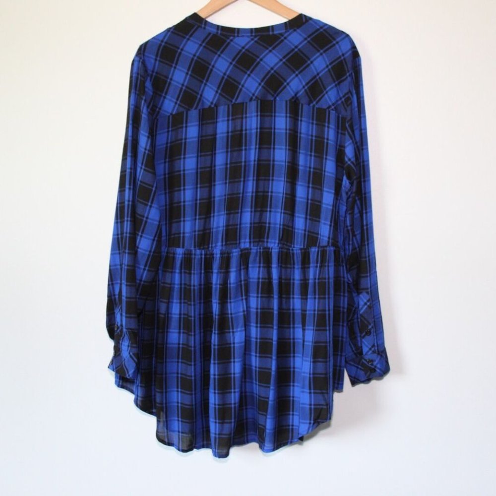 Torrid Buffalo Plaid Long Sleeve Button Babydoll Tunic Top Plus Size 4 4X H13413 - Picture 5 of 11